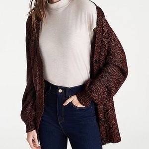 Shimmer Boyfriend Cardigan In Spiced Cocoa